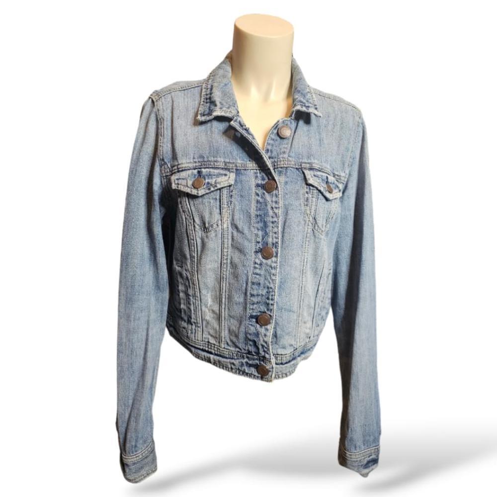 American Eagle distressed Jean jacket. Size Large